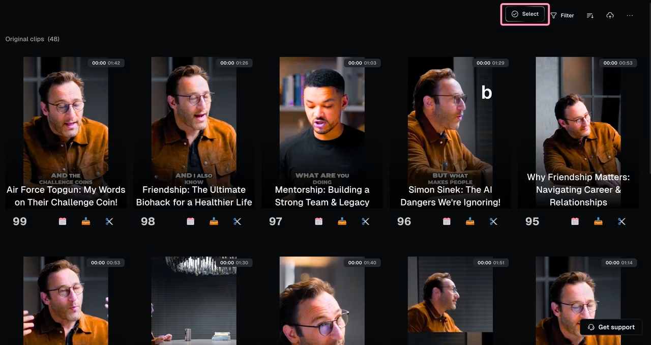 OpusClip clip selection